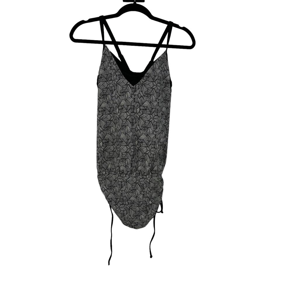 Athleta Swim Top Womens 36 B/C Laguna Side Scrunch Tankini Tank Black White